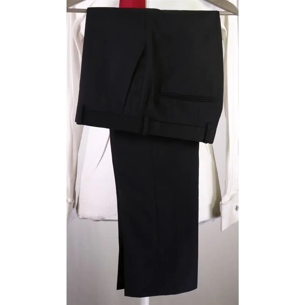 Richard James Savile Row Solid Black 2-Btn Modern Fit Wool Suit 36S